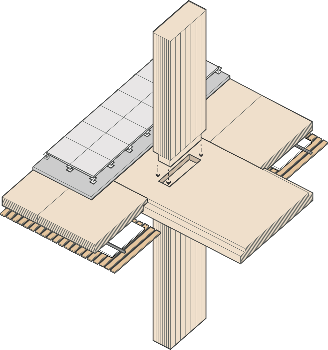 Limberlost Place CLT and glulam assembly.