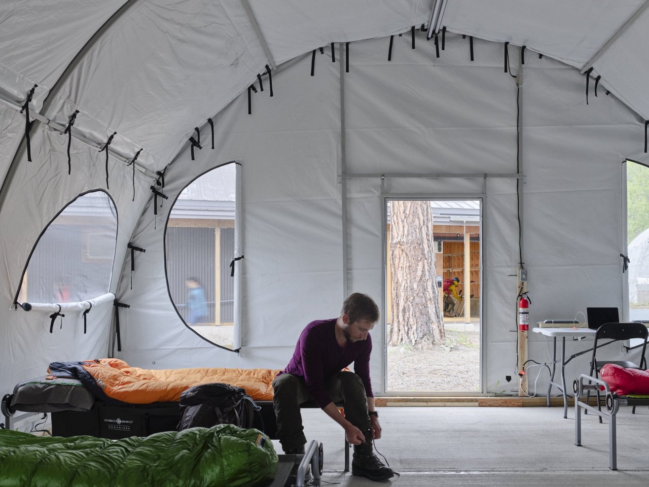 student tent accommodation.