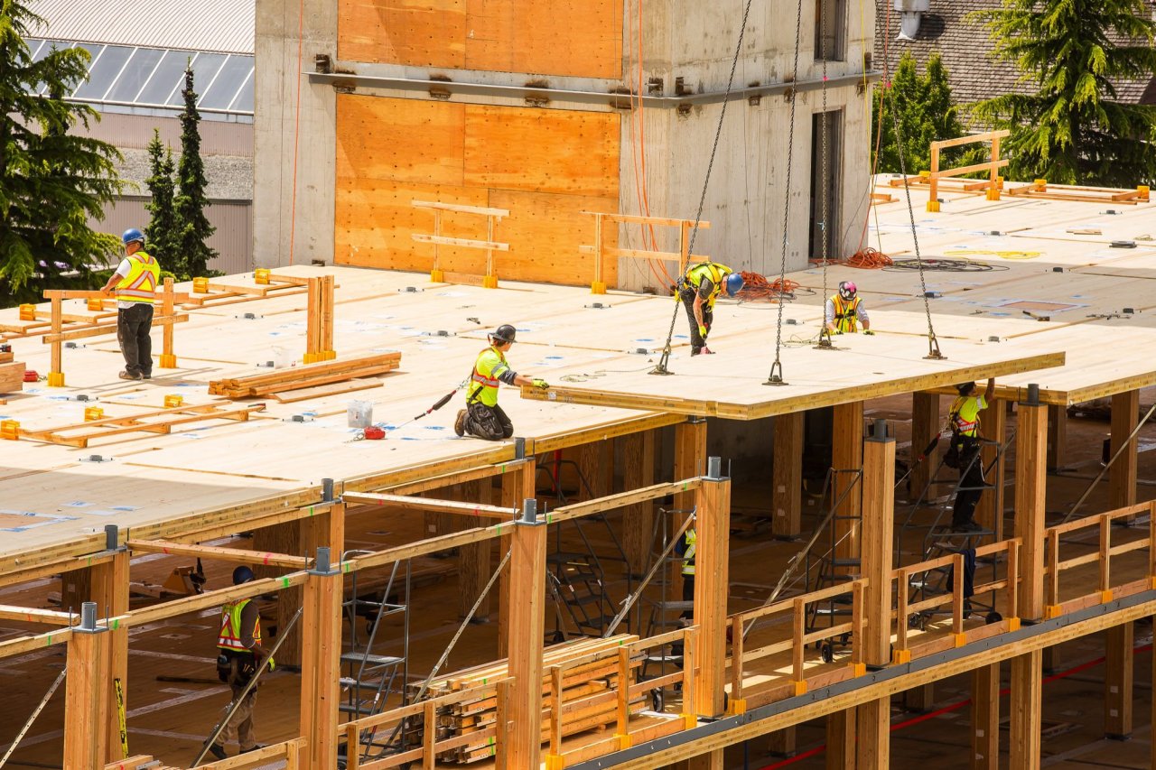 Brock Commons Tallwood House CLT installation.
