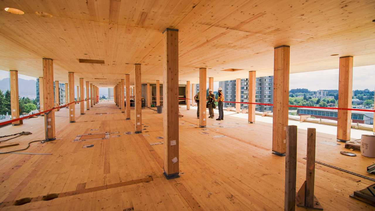Brock Commons Tallwood House mass timber structure.