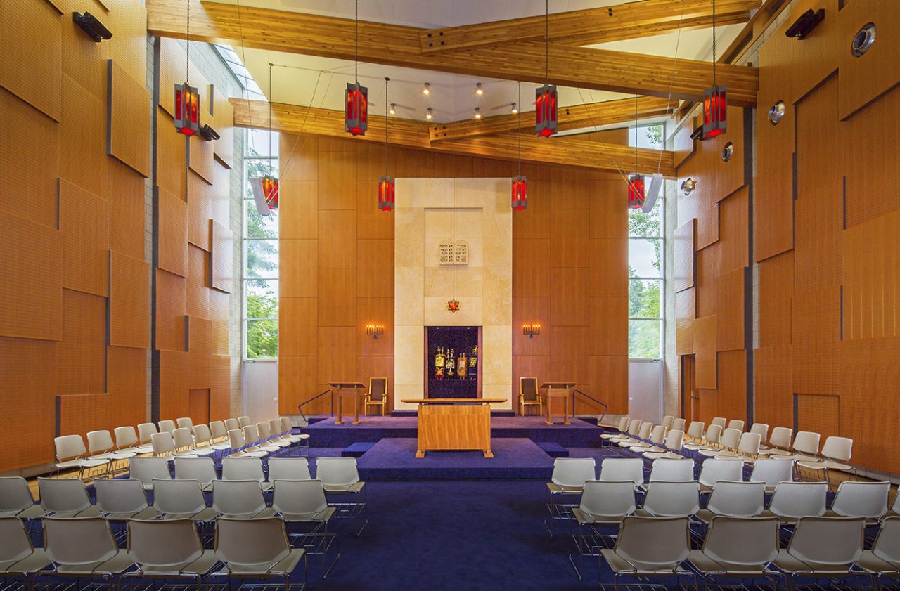 Har-El Synagogue glue-laminated roof trusses.