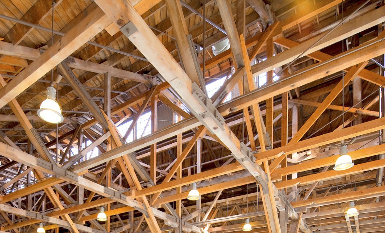 Salt Building heavy timber truss restoration.